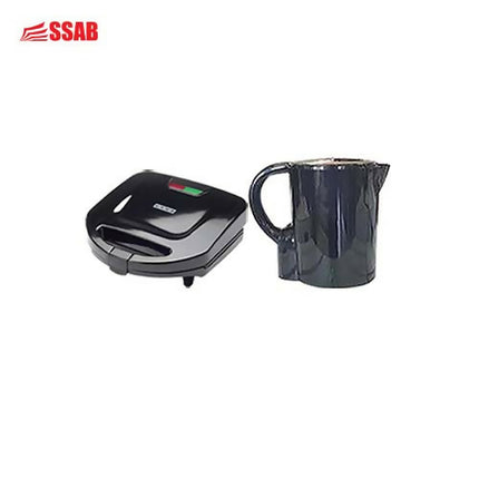 GEVI PLASTIC BLACK KETTLE 1.7 GEVI 2 SLICE SANDWHICH MAKER