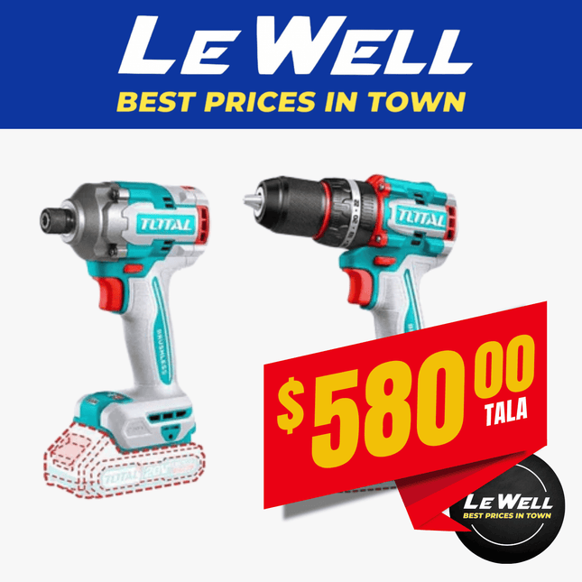 TOTAL Cordless 2PC Combo Kit (PICK UP FROM LE WELL COMPANY SAVALALO ONLY)
