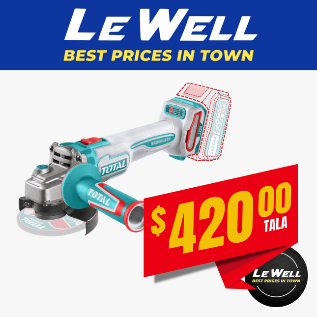 TOTAL Cordless Angle Grinder (PICK UP FROM LE WELL COMPANY SAVALALO ONLY)