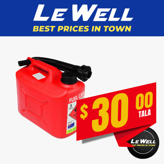 Fuel Can Red 5L (PICK UP FROM LE WELL COMPANY SAVALALO ONLY)
