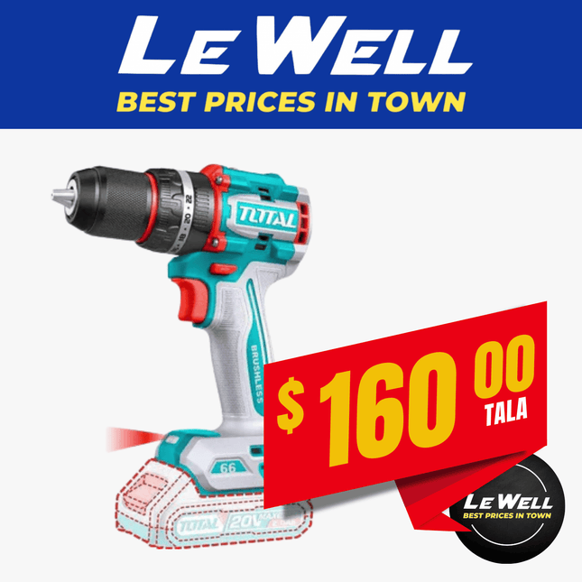 TOTAL Cordless Drill 20V (PICK UP FROM LE WELL COMPANY SAVALALO ONLY)