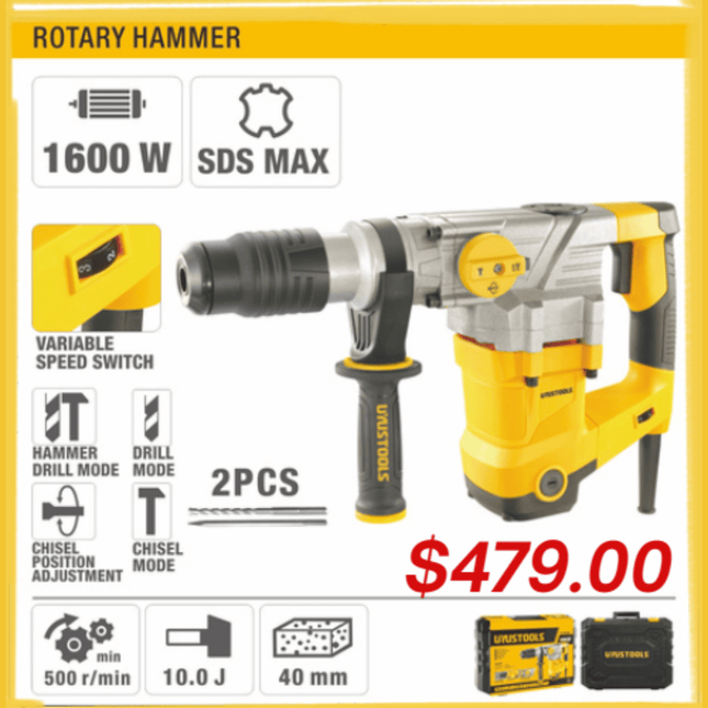 Rotary Hammer 1600W / SDS Max / 2pcs bits / 500 r/min "PICK UP FROM LOTOPA TOOLS SAVALALO"