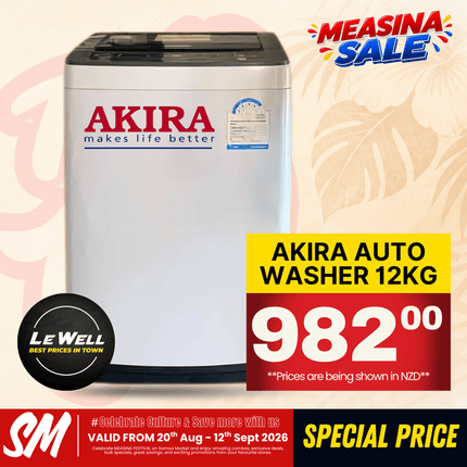 TOP 10 SPECIAL! Akira Washer Auto 12kg (PICK UP FROM LE WELL COMPANY SAVALALO ONLY)