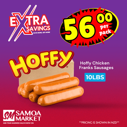 EXTRA SAVE! Hoffy Chicken Franks Sausages 10lbs "PICKUP FROM AH LIKI WHOLESALE"