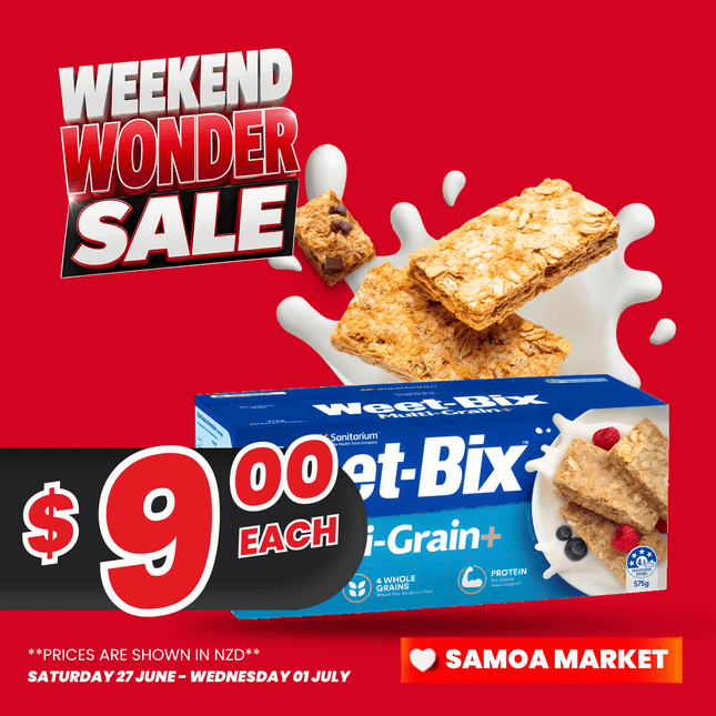 WEEKEND WONDER! Sanitarium Weet Bix Multi Grain 575g "PICKUP FROM FARMER JOE SUPERMARKET VAITELE ONLY"