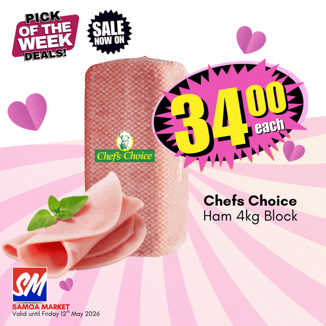 Chefs Choice Ham 4kg Block "PICKUP FROM AH LIKI WHOLESALE"
