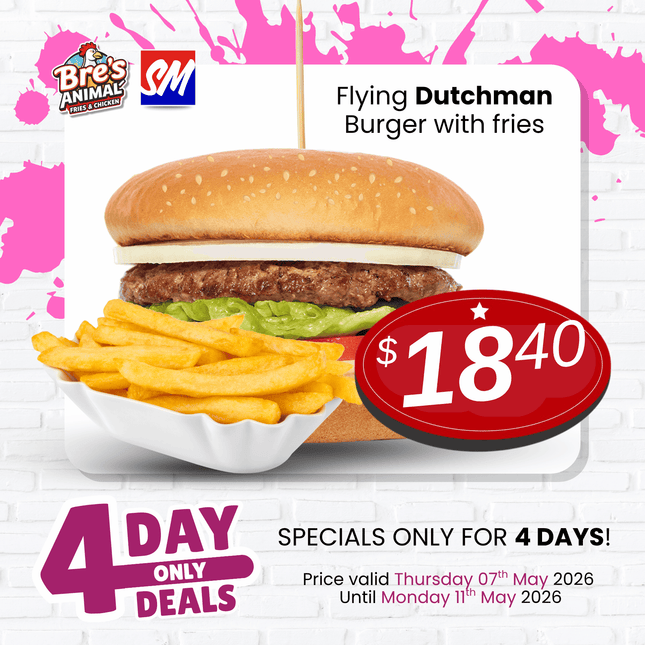 4DAYONLY! Flying Dutchman Burger - "PICKUP FROM BRE'S ANIMAL FRIES AT VAILIMA"