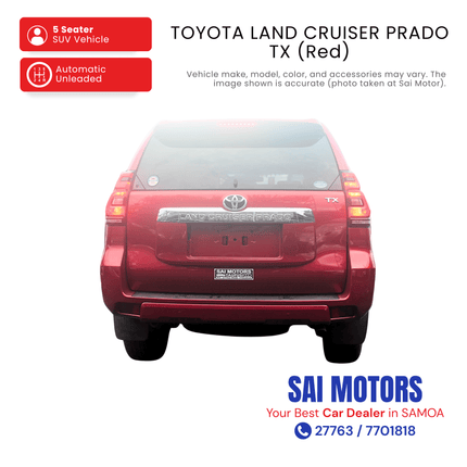 Toyota Land Cruiser Prado TX (Red) "PICKUP FROM SAI MOTOR AT TAUFUSI"