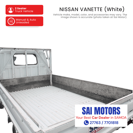 Nissan Vanette Truck (White) "PICKUP FROM SAI MOTOR AT TAUFUSI"