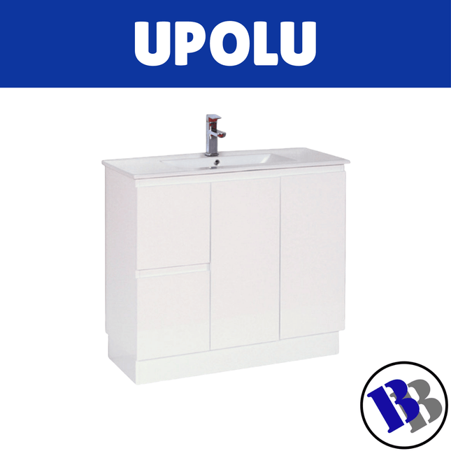 Vanity Cabinet Slimline Bathroom White Glossy 900mm - "PICKUP FROM BLUEBIRD LUMBER & HARDWARE"