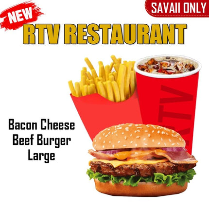 Bacon Cheese Beef Burger LRG "PICKUP FROM RTV SALELOLOGA" - Samoamarket.com