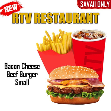 Bacon Cheese Beef Burger SML "PICKUP FROM RTV SALELOLOGA" - Samoamarket.com