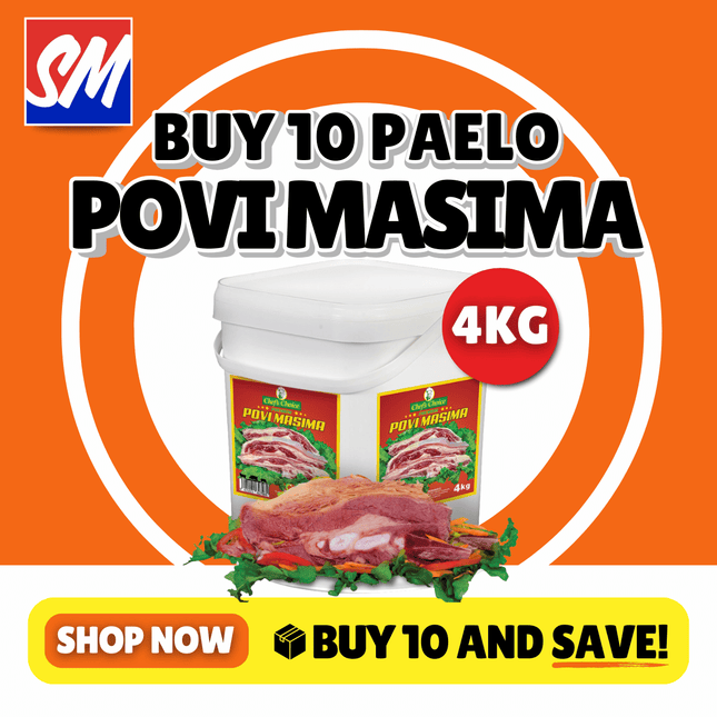 10 x Paelo Chefs Choice Povi Masima 4kg Pail "PICKUP FROM AH LIKI WHOLESALE"