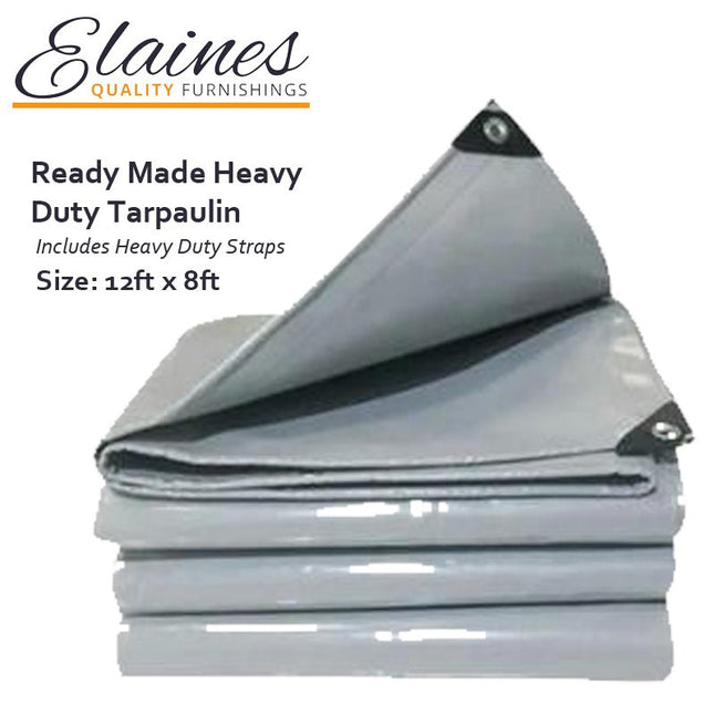 Gray Ready Made Heavy Duty Tarpaulin (12ft x 8ft) "PICK UP FROM ELAINE ALAFUA" - Samoamarket.com