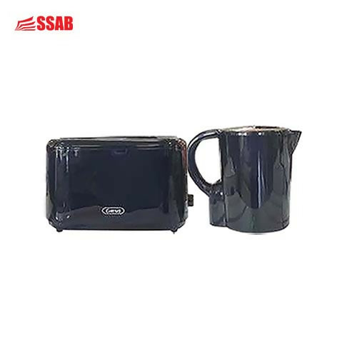 GEVI PLASTIC BLACK KETTLE 1.7L/GEVI 2 SLICE BLACK TOASTER COOL-TOUCH