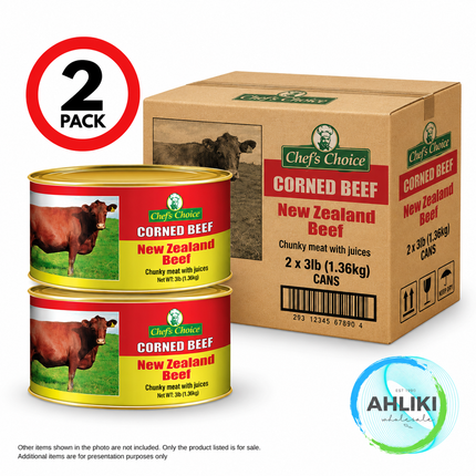 Chefs Choice Corned Beef 2 Apa Pisupo x 3lbs (1.36KG)