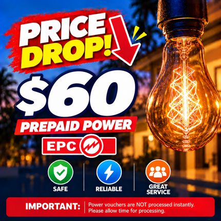 Prepaid Power Voucher - $60 Tala - Must provide Meter Number + Reg. Name to avoid delays (Supplied by Samoamarket.com, Mon-Fri 8am-4.30pm, Sat 8am-12pm (Closed Sundays & Public Holidays)