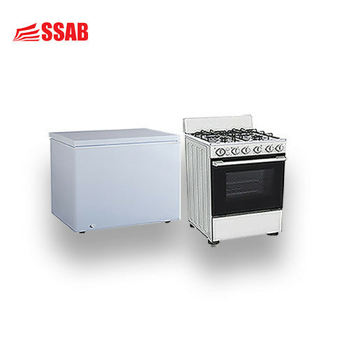 COOLEX FREESTANDING FULL GAS 4 BURNER OVEN/COOLEX CHEST FREEZER 350L