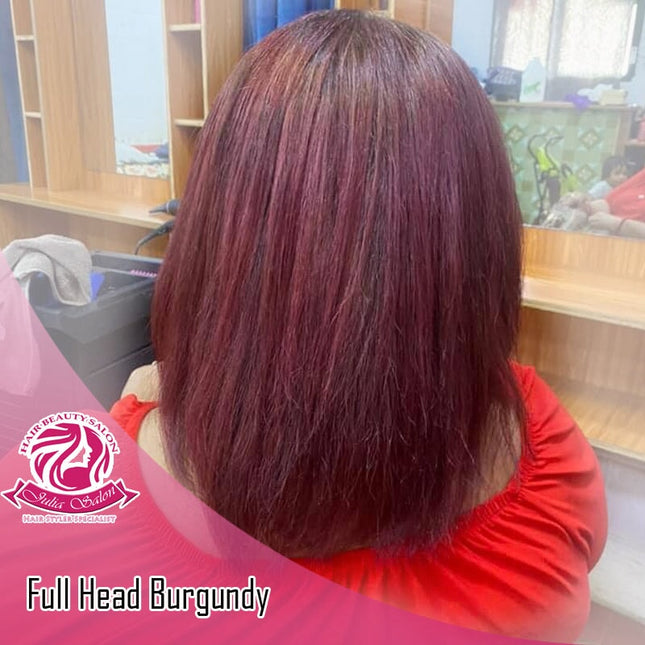 Full Head Burgundy "ORDERS PROCESS AT JULIA'S SALON VAITELE SHOP #22" Julia's Hair Salon & Barbershop 