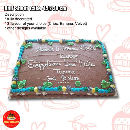 Half Sheet Cake 45x30cm "PICK UP AT VAITELE MARKET SHOP #R8, UPOLU" Holly's Cake Shop 