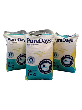 Pure Days Adult Diaper 8pcs By 3pack XL "PICKUP FROM AH LIKI WHOLESALE" Personal Hygiene Ah Liki Wholesale 