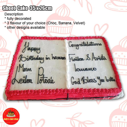 Sheet Cake #5 35x26cm "PICK UP AT VAITELE MARKET SHOP #R8, UPOLU" Holly's Cake Shop 