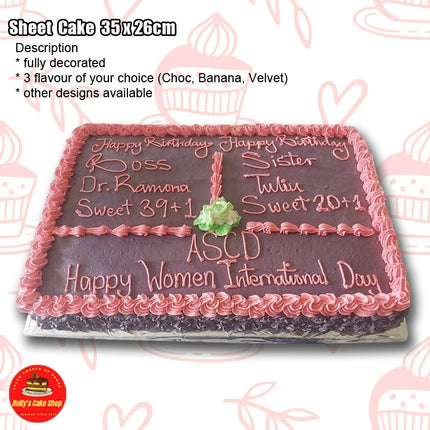 Sheet Cake #3 35x26cm "PICK UP AT VAITELE MARKET SHOP #R8, UPOLU" Holly's Cake Shop 