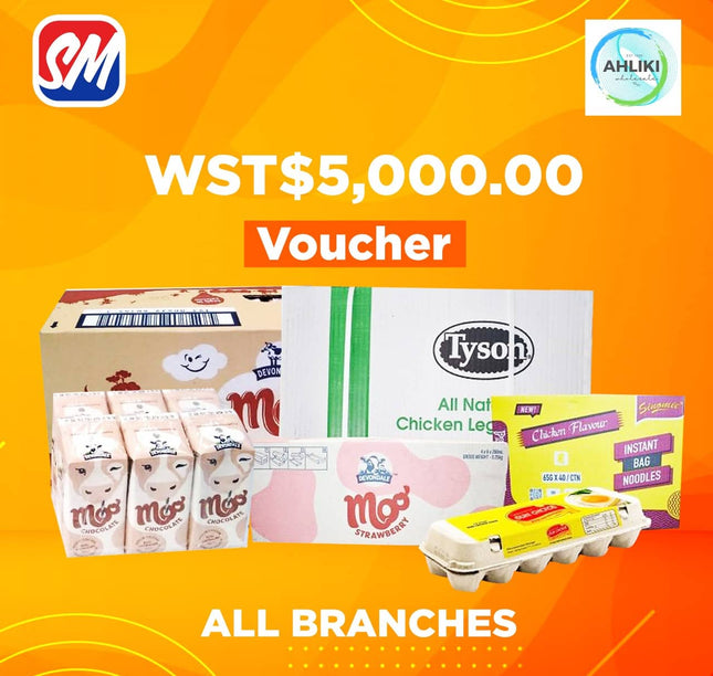 Ah Liki Wholesale WST$5,000.00 Voucher "REDEEM AT AH LIKI WHOLESALE" - Samoamarket.com