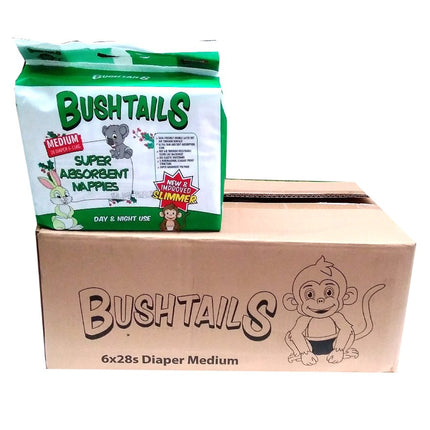 Bushtail Baby Diaper Medium 6PACK "PICKUP FROM AH LIKI WHOLESALE" Baby Ah Liki Wholesale 