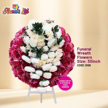 Funeral Wreath Flowers Size:30inch "PICK UP AT HANA'S LIMITED TAUFUSI" - Samoamarket.com